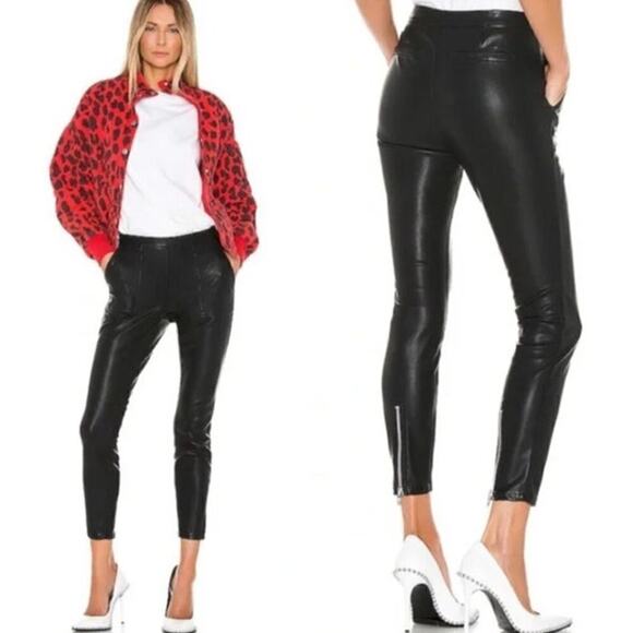 Blank NYC The Bond Pants Vegan Leather Skinny Mid Rise Carbon Black NWT Size 26 - Picture 1 of 11